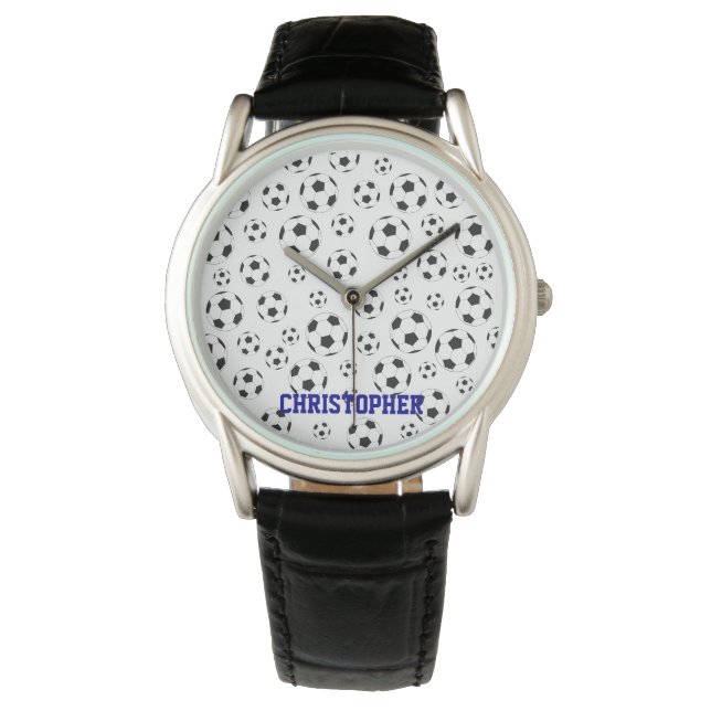 Entrenador de fútbol jugador reloj blanco y negro (Anverso)
