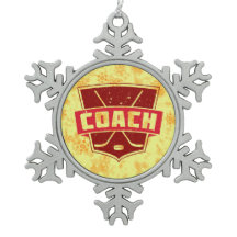 Entrenador de hockey Snowflake Decoración de árbol