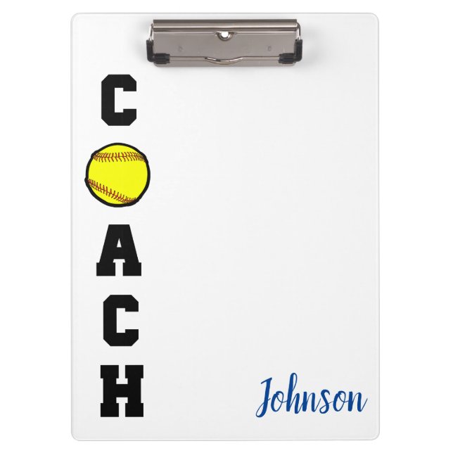 Entrenador de sofball gracias regalo Portapapeles  (Anverso)