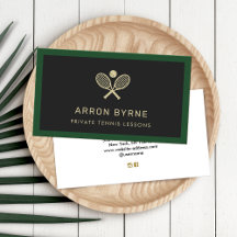 Entrenador de tenis raqueta negro tarjeta de visit