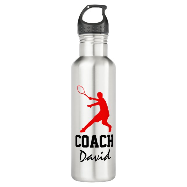 Entrenador de tenis regalo botella de agua de acer (Anverso)