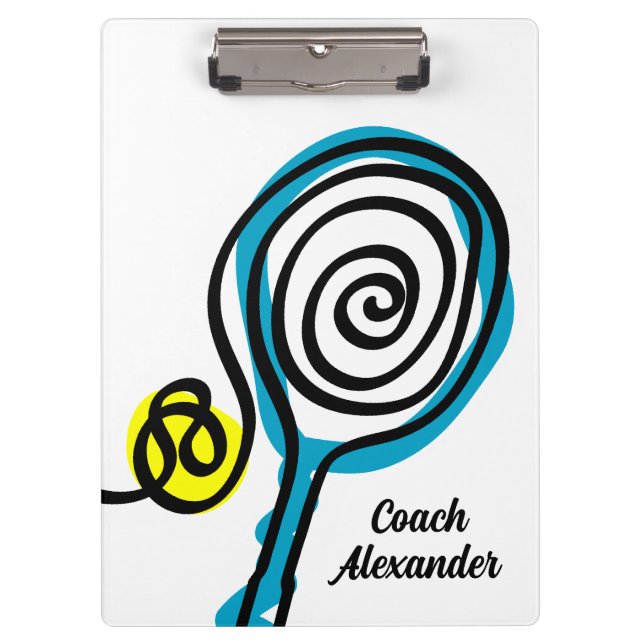 Entrenador de tenis regalo de portapapeles con dis (Anverso)