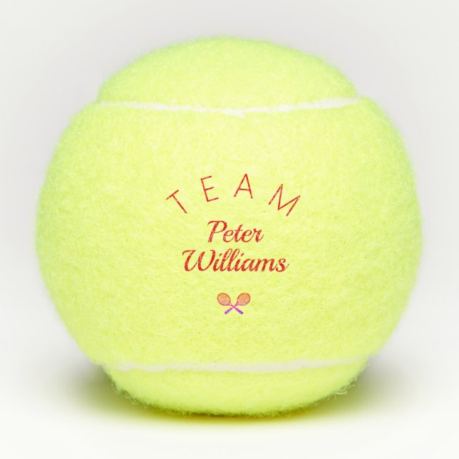 Entrenador personalizado nombre pelotas de tenis e (Anverso)