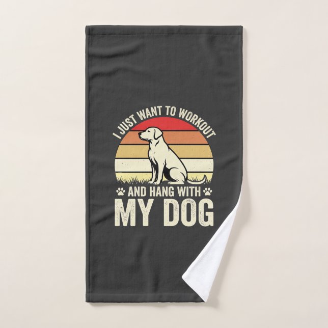 Entrenar con mi perro puesta de sol retro (Toalla de mano)
