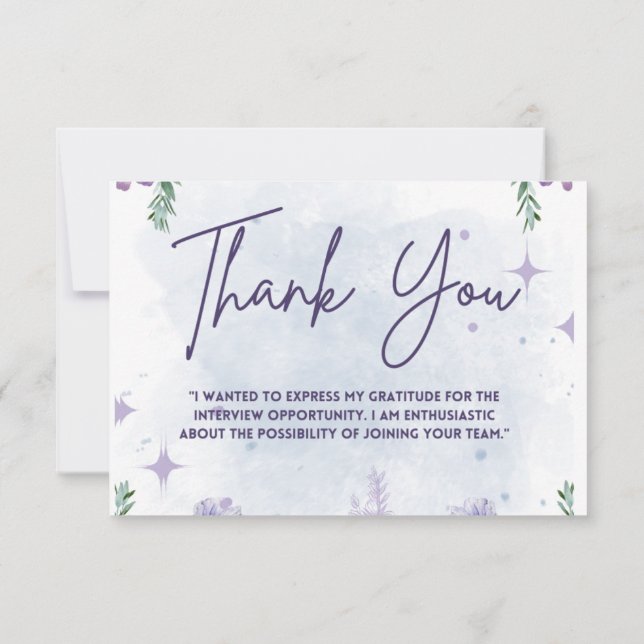 Entrevista de trabajo Tarjeta de agradecimiento (Reverso)