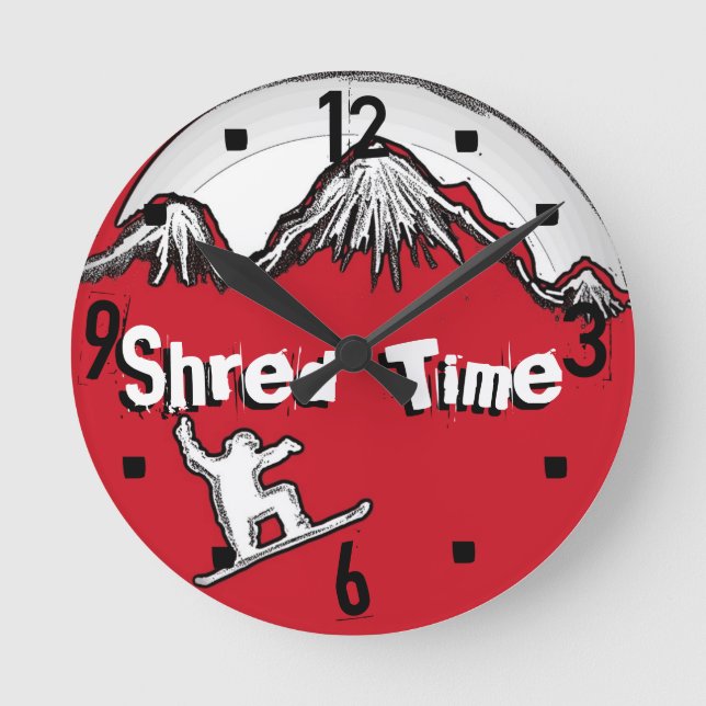 Entusiasta de la tabla de nieve, reloj de pared de (Anverso)