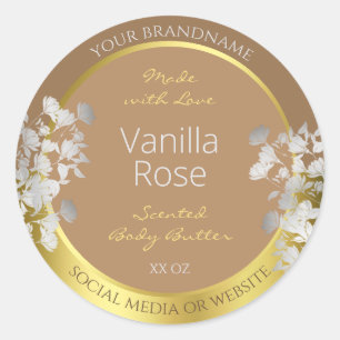 Envasado de productos florales Etiquetas de oro ma