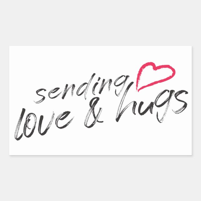Enviando amor y abrazos Pegatina rectangular (Anverso)