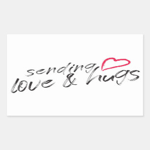 Enviando amor y abrazos Pegatina rectangular