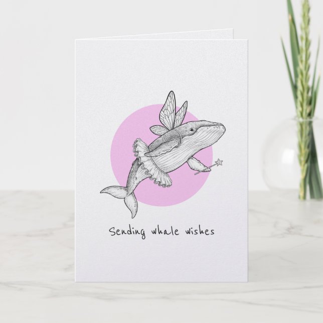 Enviando deseos de ballena deseos buenos tarjeta d (Anverso)
