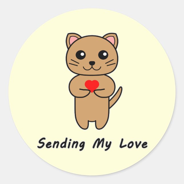 Enviando mi Pegatina de fondo amarillo de amor (Anverso)