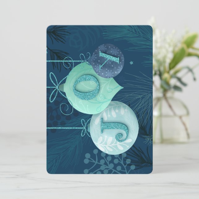 Enviar alegría con esta tarjeta azul de vacaciones (Anverso de pie)