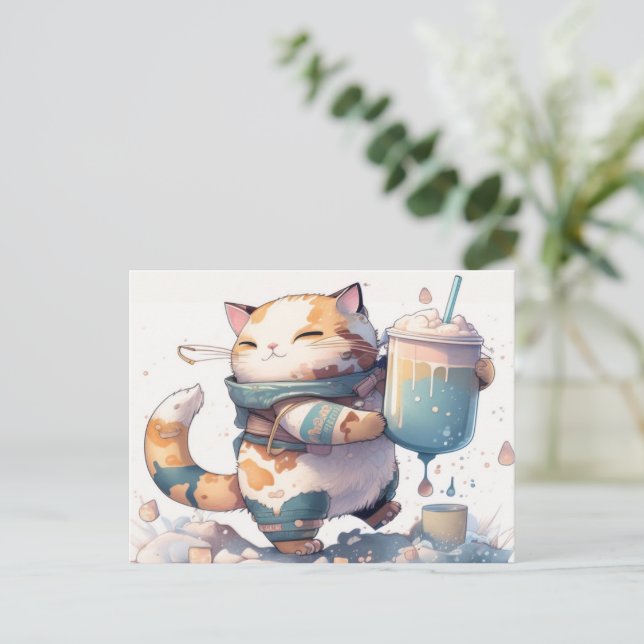 Enviar una postal de un gato de té Boba todos los  (Anverso de pie)