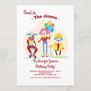 Envíe en la invitación de los payasos