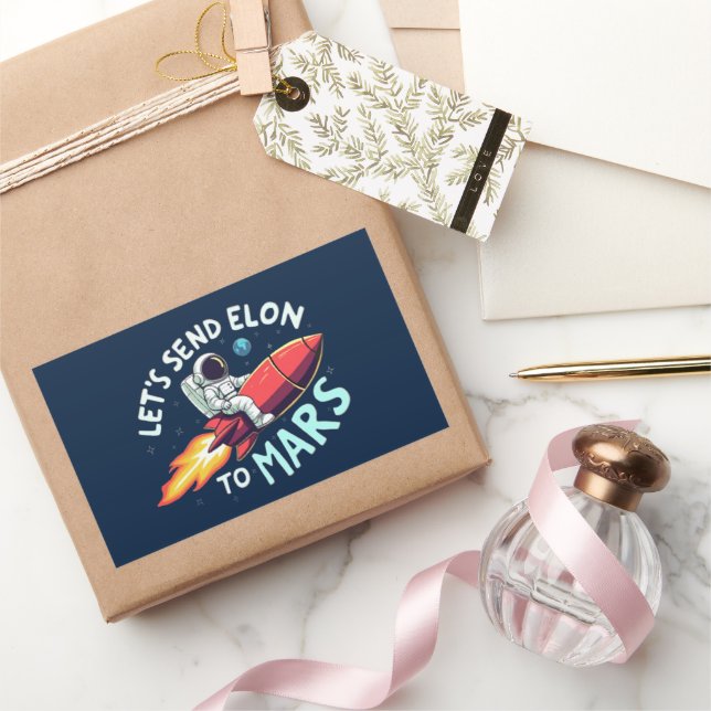 Enviemos a Elon al Pegatina Rectangle de Marte (Regalar)