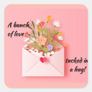 ¡Envíen un poco de amor y un abrazo! pegatina cuad