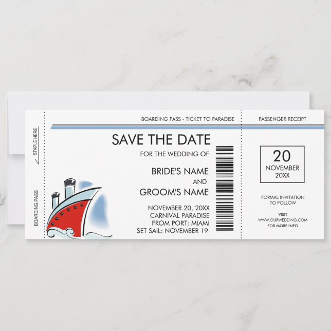 Envío de crucero Guardar las invitaciones de fecha (Anverso)