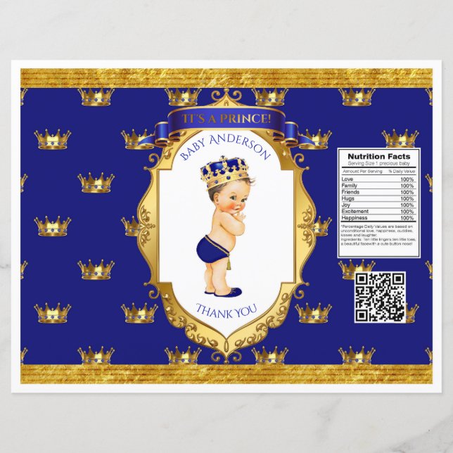 Envoltorio de Bolsa de Chips Azul Real Dorado para (Anverso)