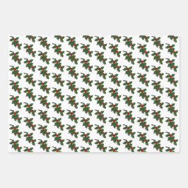 Envoltorio de regalo - Hojas y bayas de acebo