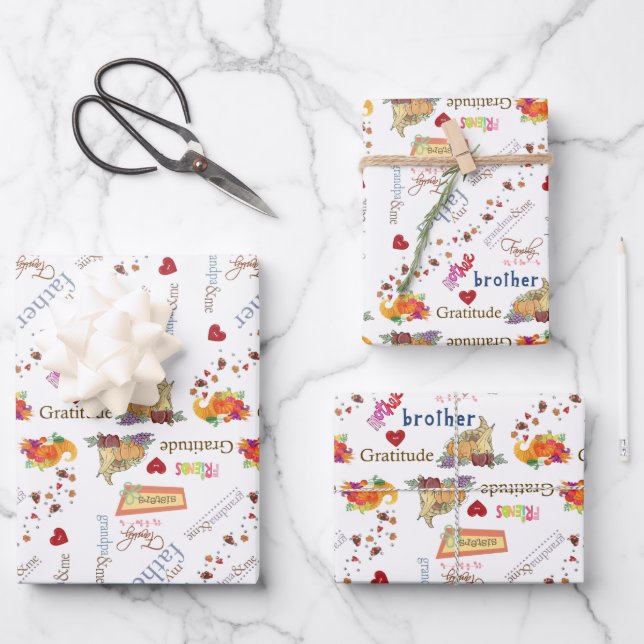 Envoltura de hojas de papel Acción de Gracias (Anverso)