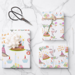 Envoltura de hojas de papel Feliz deseo de cumplea