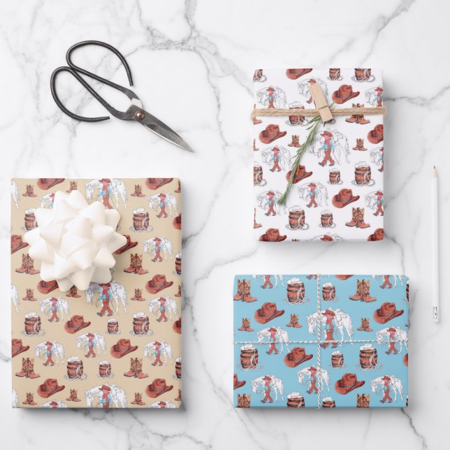 Envoltura de papel de hoja plana conjunto de 3 tem (Anverso)