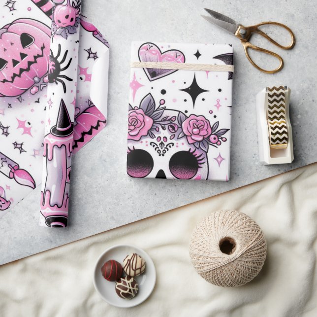 Envoltura de regalo de Halloween, papel espeluznan (Artesanía)