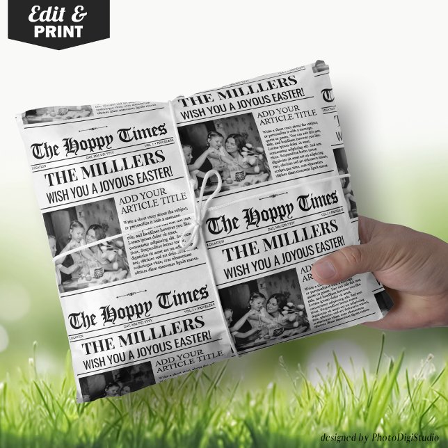 Envoltura de regalo de Pascua personalizado, papel (Custom Easter Gift Wrap, Newspaper Wrapping Paper)