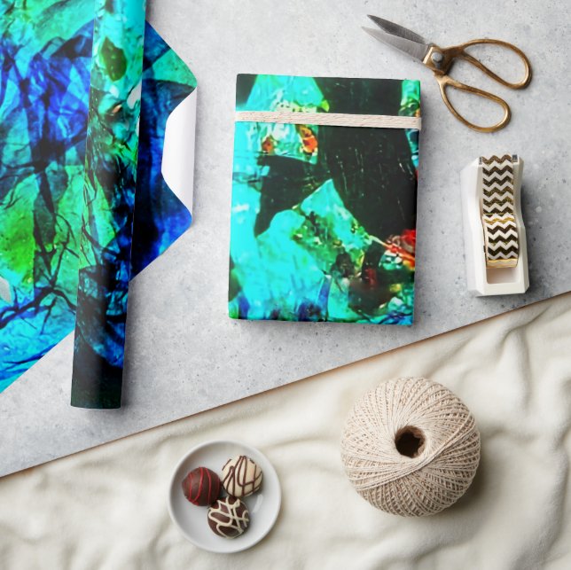 Envoltura Papel azul abstracto plástico reciclado  (Artesanía)