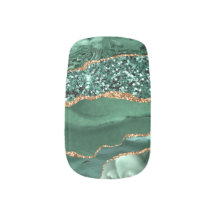 Agate Green Gold Purpurina Sparkle Marble Gemstone