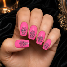 Calavera de Azúcar de Halloween Neon Rosa Caliente