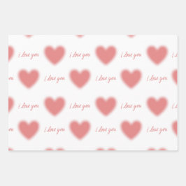 envolver papel con corazones y cita de 'te amo'