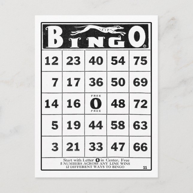 Ephemera vintage | Tarjeta de bingo de vintage (Anverso)