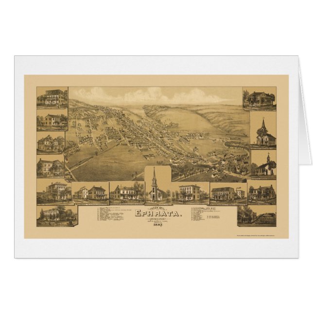 Ephrata, mapa panorámico del PA - 1887 (Anverso (Horizontal))