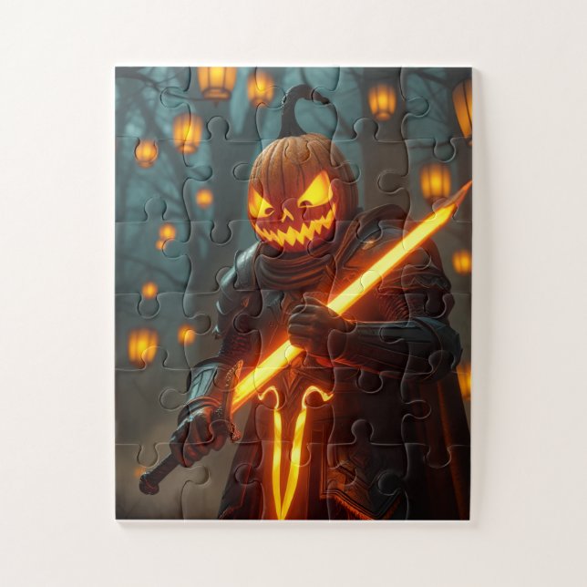 Epic Fiery Pumpkin Knight Puzzle – Limited Glow ⚔️ (Vertical)