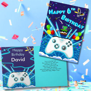 ¡Épic Gamer Feliz Sexto Cumpleaños Tarjeta Crítica