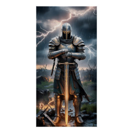 Epic Knight Warrior Poster digital Fantas medieval