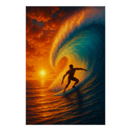 Epic Sunset Wave Surfer - Poster de arte oceánico