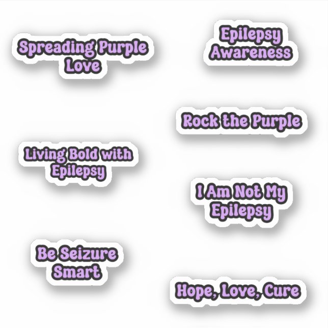 Epilepsy Awareness Purple Text Pegatina Pack (Anverso)