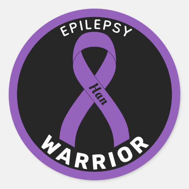 Epilepsy Warrior Ribbon Black Round Pegatina (Anverso)