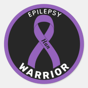 Epilepsy Warrior Ribbon Black Round Pegatina