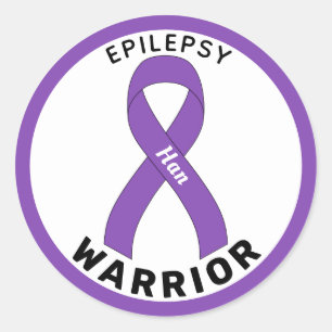 Epilepsy Warrior Ribbon Pegatina de Ronda Blanca