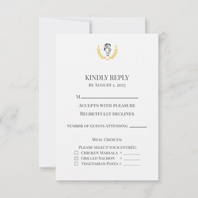 Equestrian Horse Crest Wedding RSVP Card (Anverso)