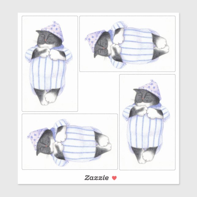 Equipo CAT NOCTURNO de 4 Pegatinas de vinilo (Hoja)