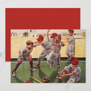 Equipo de béisbol deportivo vintage, niños jugando