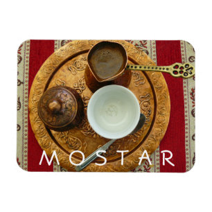Equipo de café bosnio imán de refrigerador Mostar