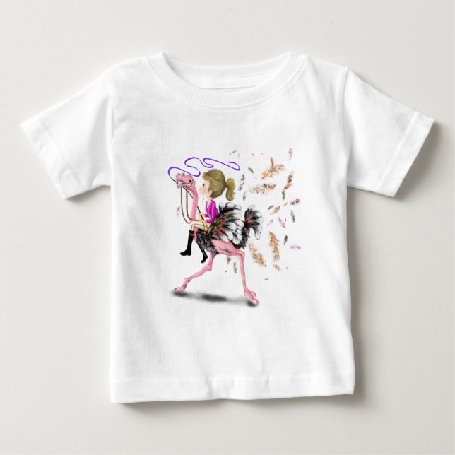 Equipo de Carreras de chica y avestruz Camiseta be (Anverso)