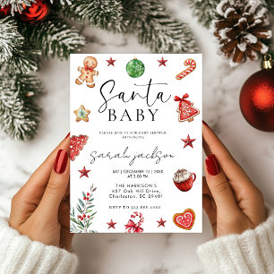 Equipo de invitaciones de Santa Baby Shower, bebé,