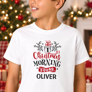Equipo de la mañana de Navidad con camiseta de nom