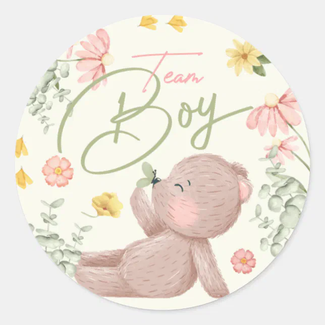 60 Pegatinas Para Revelación De Género Equipo Niño O Equipo Niña – Diseño De Osito Adorable, En Rosa Y Azul, Ideales Para Decoración De Fiestas Y Juegos